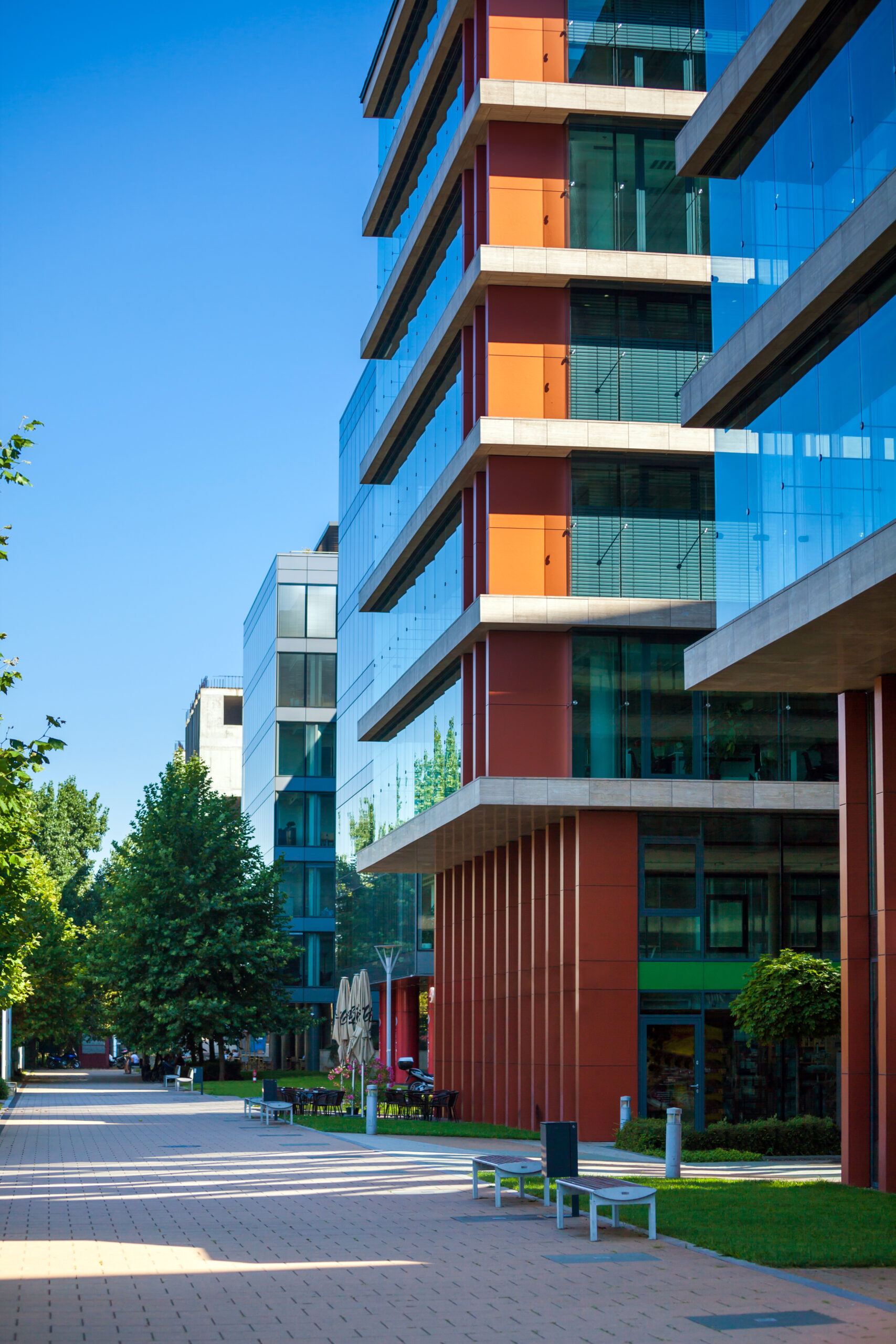 Alley With Modern Office Buildings In Budapest